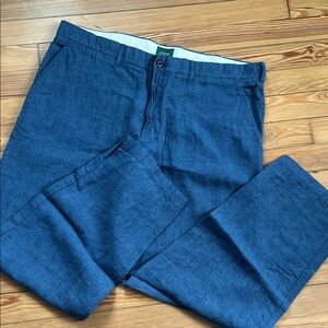 J. Crew Men's Blue Linen-Blend Chinos